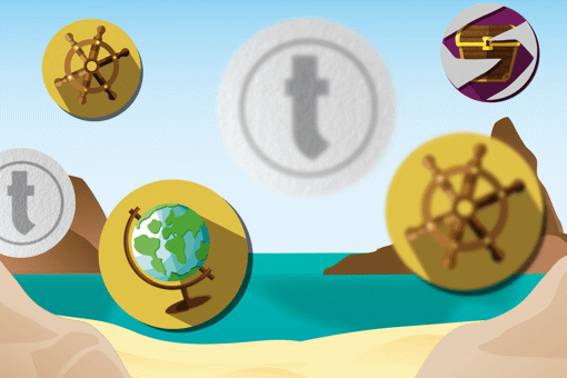 Scratch game banner with a lot of scratch game elements such as a globe, wheel and tombola icon in a separate circle.